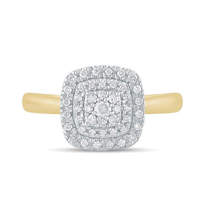 0.33 CT. TW Composite Cushion-Shaped Diamond Double Frame Engagement Ring in 10K Gold
