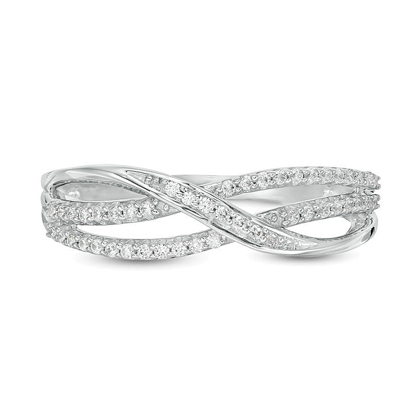 0.17 CT. TW Diamond Layered Crossover Anniversary Band in 10K White Gold