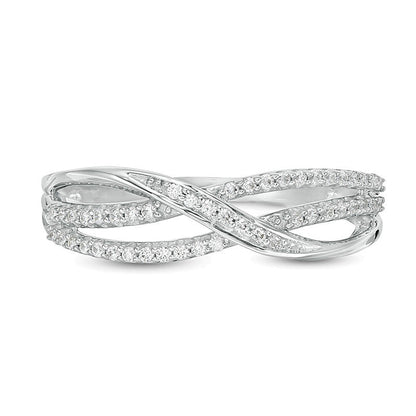 0.17 CT. TW Diamond Layered Crossover Anniversary Band in 10K White Gold