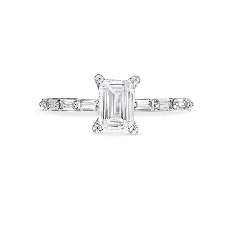 1.5 CT. TW Emerald-Cut Lab-Grown Diamond Engagement Ring in 14K White Gold (F/VS2)
