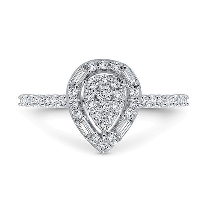 0.5 CT. TW Pear Multi-Diamond Teardrop Frame Ring in 10K White Gold