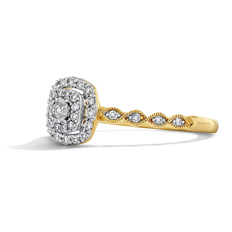0.25 CT. TW Diamond Double Cushion Frame Promise Ring in 10K Gold