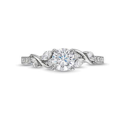 0.88 CT. TW Diamond Vine Cascading Engagement Ring in 14K White Gold (I/I2)