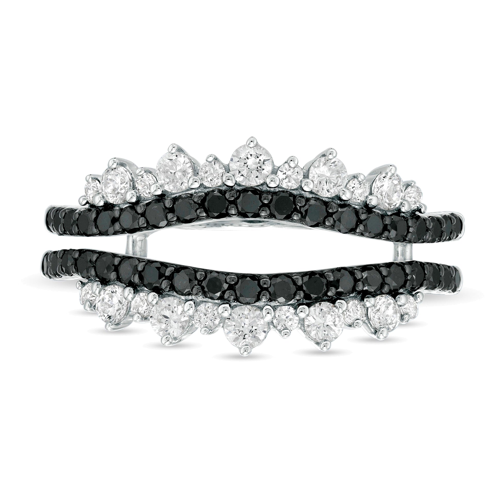 0.75 CT. TW Enhanced Black and White Diamond Tiara Style Solitaire Enhancer in 10K White Gold