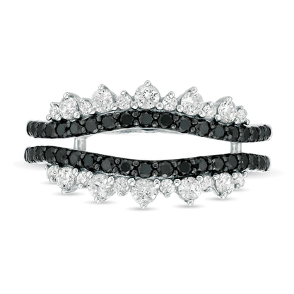 0.75 CT. TW Enhanced Black and White Diamond Tiara Style Solitaire Enhancer in 10K White Gold
