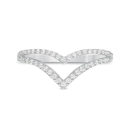 0.25 CT. TW Diamond Double Chevron Split Shank Anniversary Band in 10K White Gold