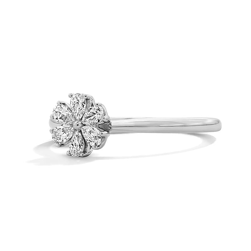 0.33 CT. TW Pear-Shaped Lab-Grown Diamond Flower Ring in 10K White Gold (F/VS2)