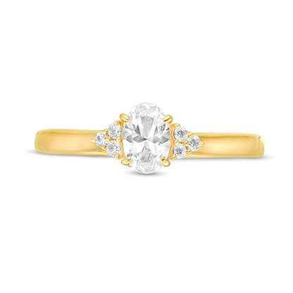 0.63 CT. TW Oval Diamond Tri-Sides Engagement Ring in 14K Gold