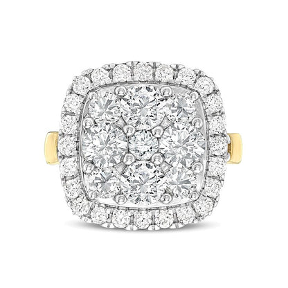 3.17 CT. TW Cushion-Shaped Multi-Diamond Frame Engagement Ring in 14K Gold