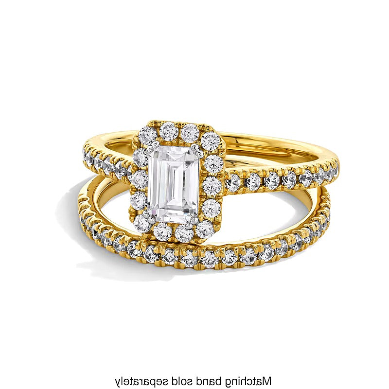1.0 CT. TW Emerald-Cut Lab-Grown Diamond Frame Engagement Ring in 14K Gold (F/SI2)