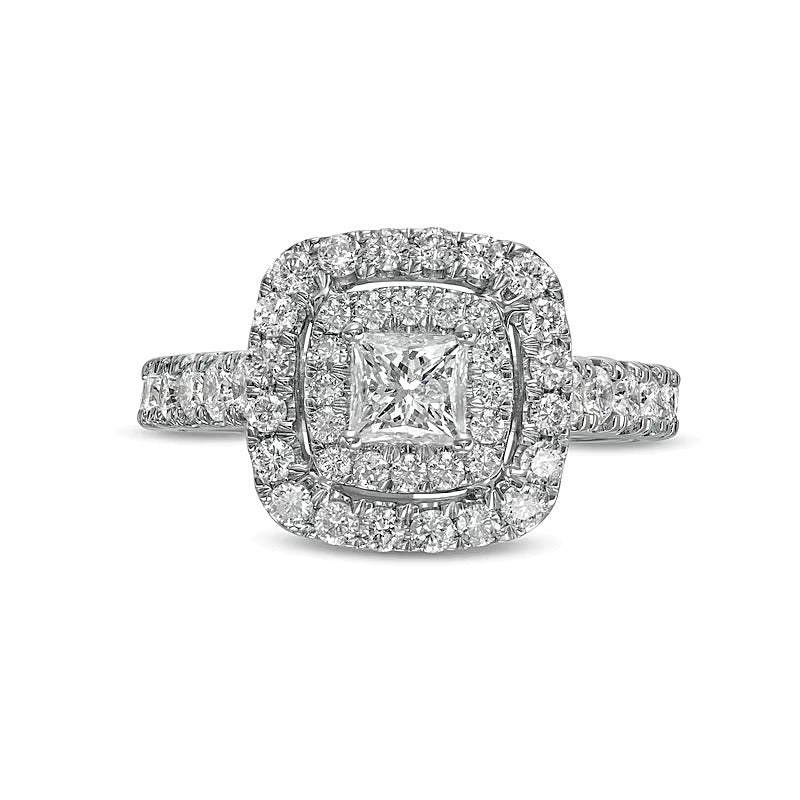 1.5 CT. TW Princess-Cut Diamond Double Frame Engagement Ring in 14K White Gold (I/I2)