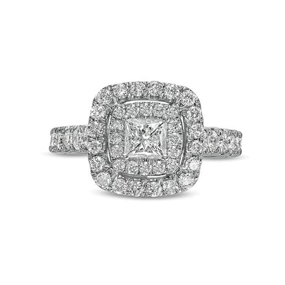 1.5 CT. TW Princess-Cut Diamond Double Frame Engagement Ring in 14K White Gold (I/I2)