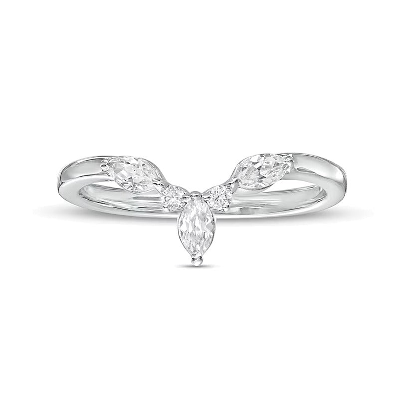 0.33 CT. TW Marquise and Round Diamond Contour Anniversary Band in 14K White Gold
