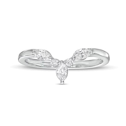 0.33 CT. TW Marquise and Round Diamond Contour Anniversary Band in 14K White Gold