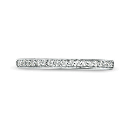 0.2 CT. TW Diamond Vintage-Style Wedding Band in 10K White Gold