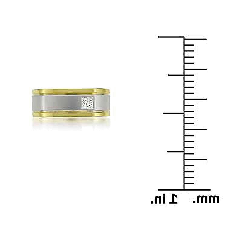 0.2 CT. Square-Cut Diamond Offset Solitaire Band in 14K Two-Tone Gold