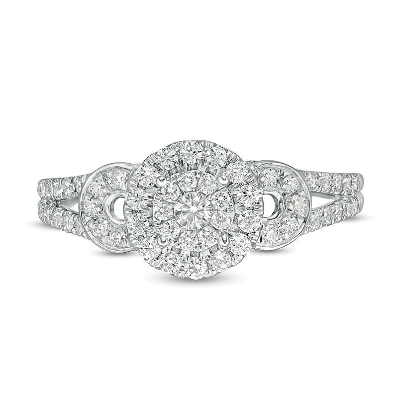 0.5 CT. TW Diamond Double Frame Split-Shank Engagement Ring in 10K White Gold