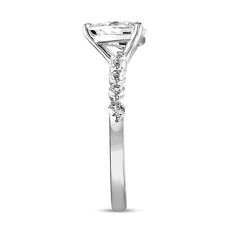 Pear-Shaped White Lab-Created Sapphire Engagement Ring in 10K White Gold