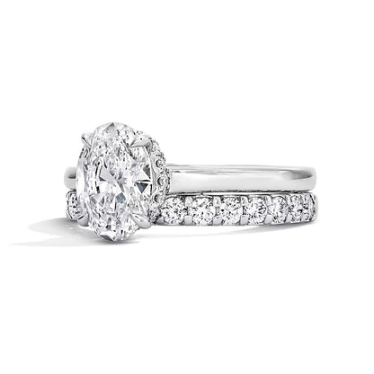2.0 CT. TW Oval Lab-Grown Diamond Hidden Frame Bridal Set in 14K White Gold (F/VS2)