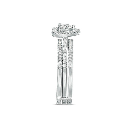 0.5 CT. TW Diamond Heart Frame Three Piece Bridal Set in 10K White Gold