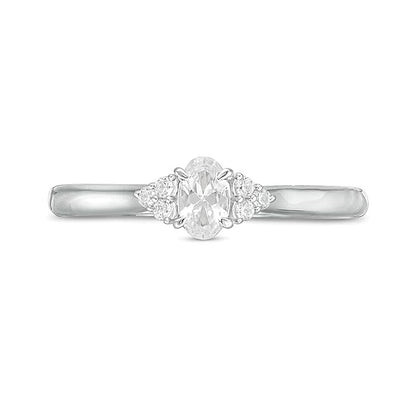 0.38 CT. TW Oval Diamond Tri-Sides Engagement Ring in 10K White Gold