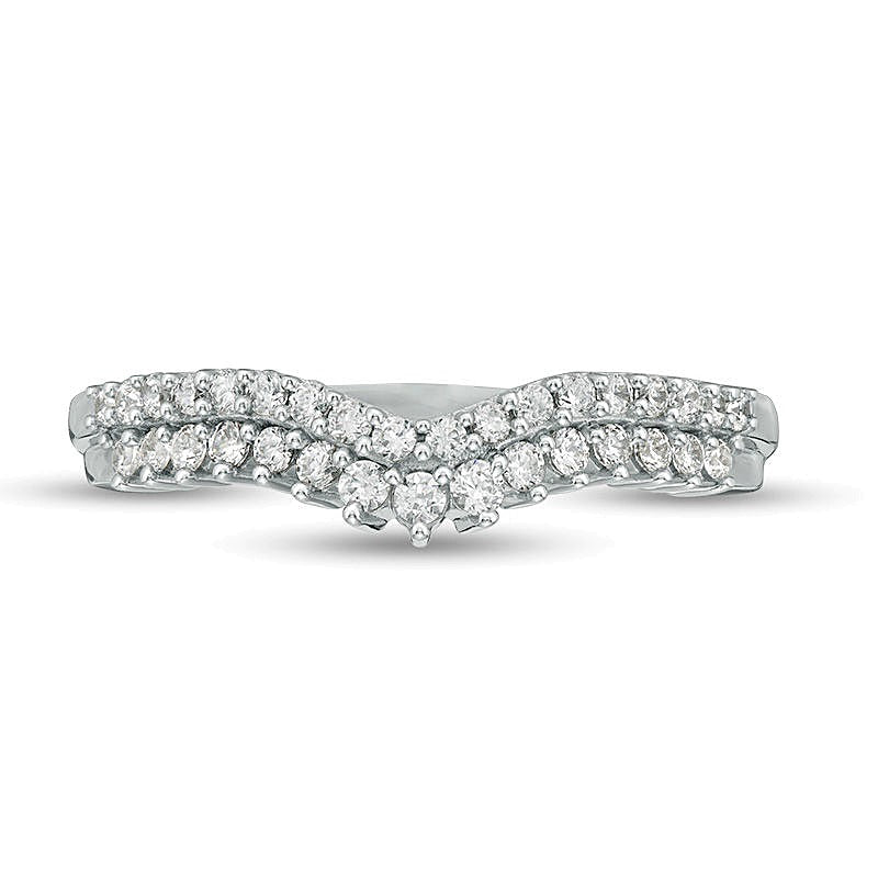 0.33 CT. TW Diamond Double Row Chevron Anniversary Band in 10K White Gold