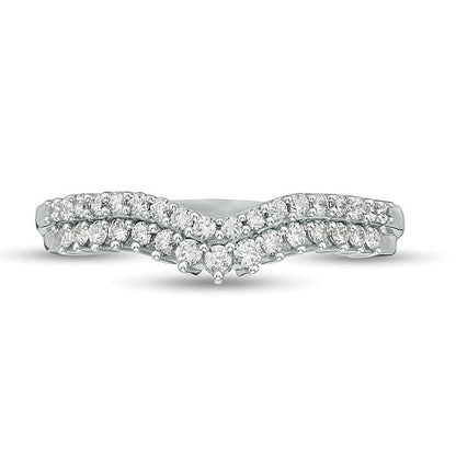 0.33 CT. TW Diamond Double Row Chevron Anniversary Band in 10K White Gold