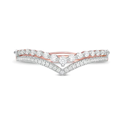 0.25 CT. TW Diamond Double Chevron Anniversary Band in 10K Rose Gold
