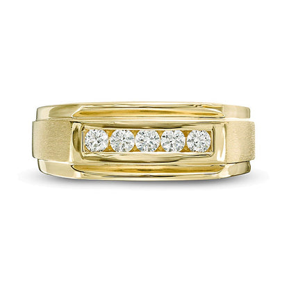 0.25 CT. TW Diamond Five Stone Step Edge Wedding Band in 10K Gold