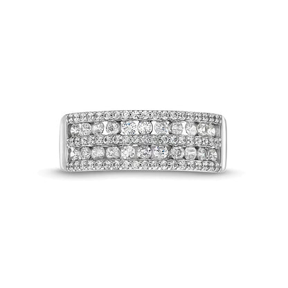 0.75 CT. TW Diamond Multi-Row Band in 10K White Gold