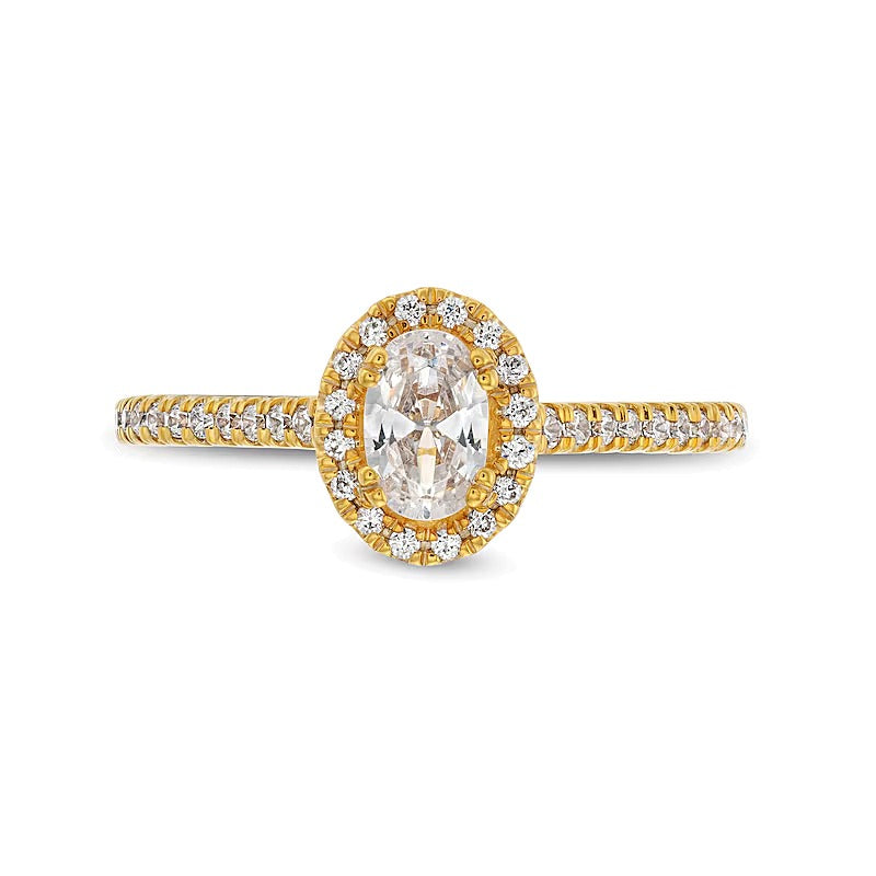 0.75 CT. TW Oval Diamond Frame Engagement Ring in 14K Gold