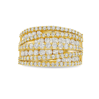2.0 CT. TW Diamond Layered Overlay Multi-Row Band in 10K Gold