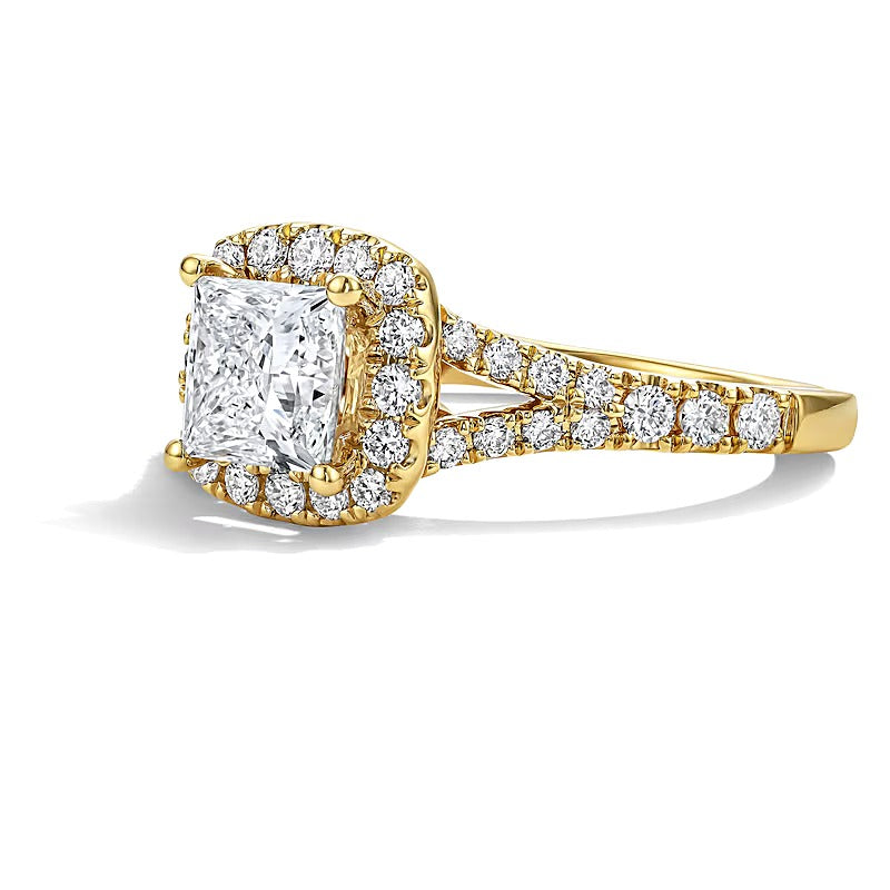 1.5 CT. TW Princess-Cut Lab-Grown Diamond Frame Engagement Ring in 14K Gold (F/VS2)