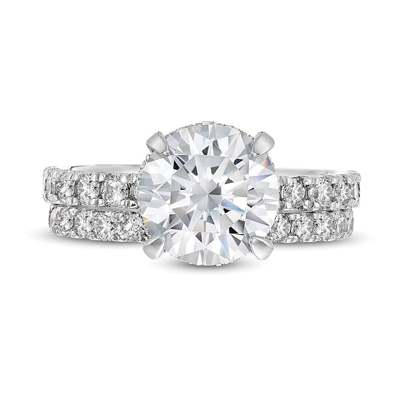 4.38 CT. TW Lab-Grown Diamond Hidden Halo Bridal Set in 14K White Gold (I/SI2)