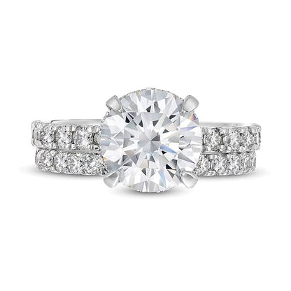 4.38 CT. TW Lab-Grown Diamond Hidden Halo Bridal Set in 14K White Gold (I/SI2)