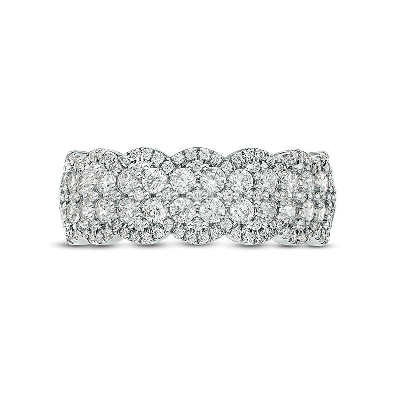 1.0 CT. TW Diamond Double Row Scallop-Edge Band in 10K White Gold