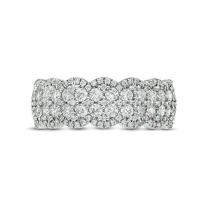 1.0 CT. TW Diamond Double Row Scallop-Edge Band in 10K White Gold