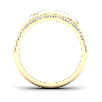0.17 CT. TW Diamond Edge White Kintsugi-Style Band in 10K Gold with Ceramic