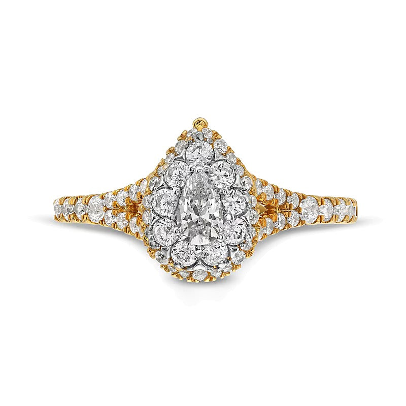 0.75 CT. TW Pear Multi-Diamond Split Shank Engagement Ring in 10K Gold