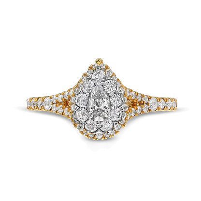 0.75 CT. TW Pear Multi-Diamond Split Shank Engagement Ring in 10K Gold