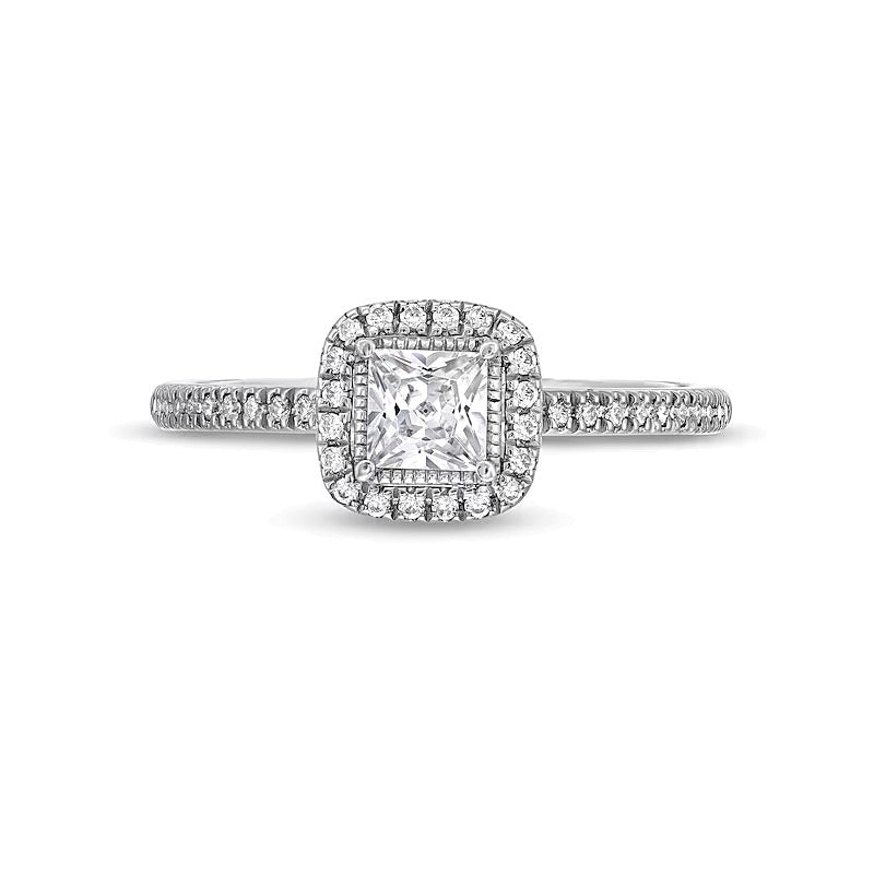 0.5 CT. TW Princess-Cut Diamond Frame Engagement Ring in 14K White Gold