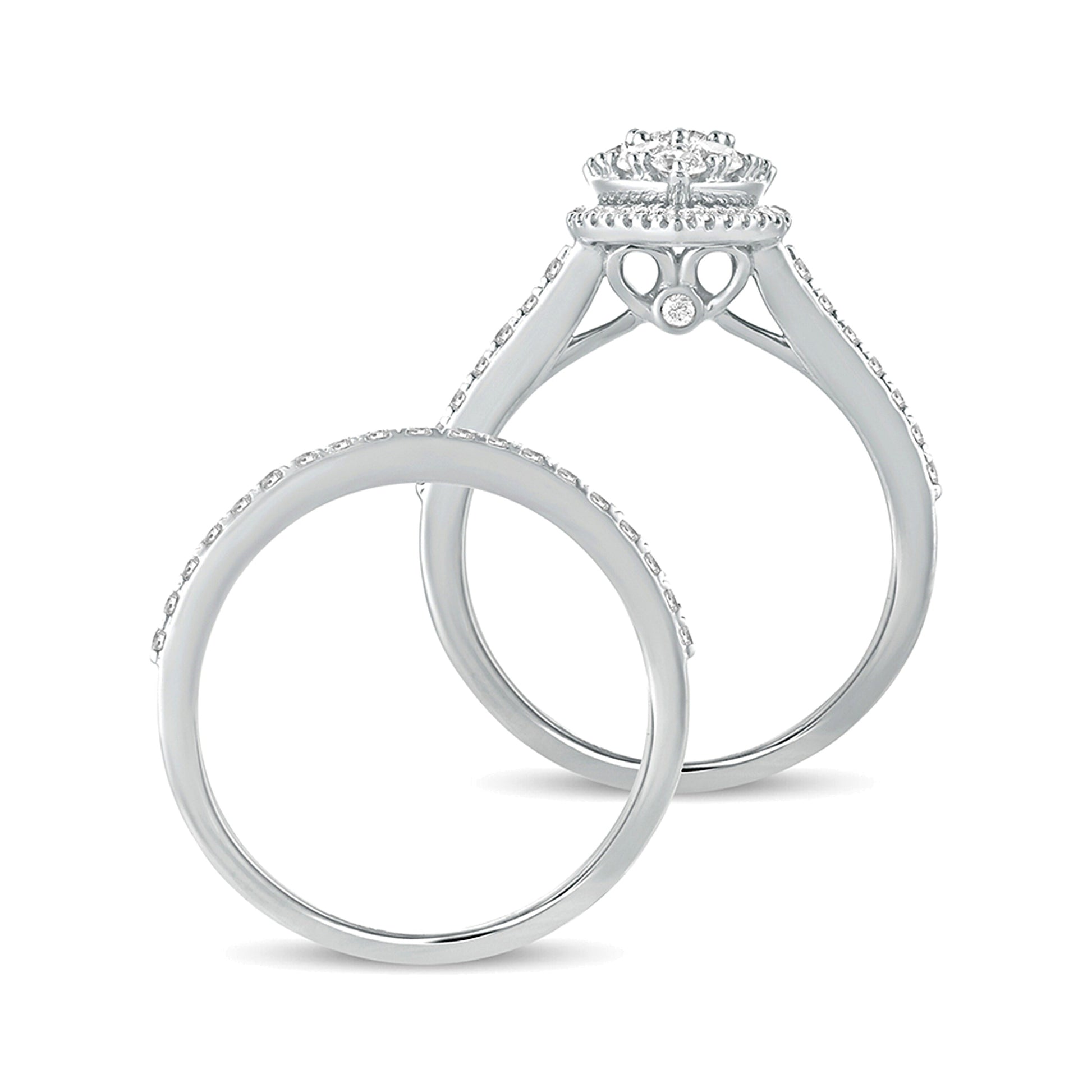 1.0 CT. TW Composite Marquise Diamond Bridal Set in 10K White Gold