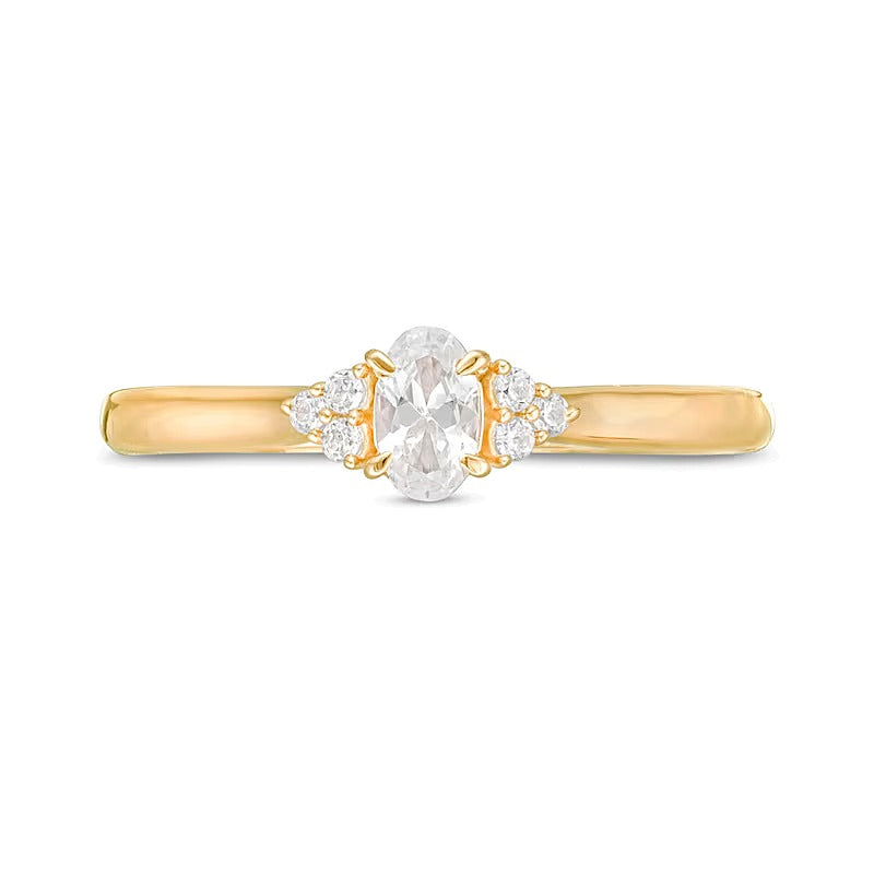 0.38 CT. TW Oval Diamond Tri-Sides Engagement Ring in 10K Gold