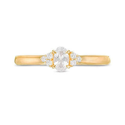 0.38 CT. TW Oval Diamond Tri-Sides Engagement Ring in 10K Gold