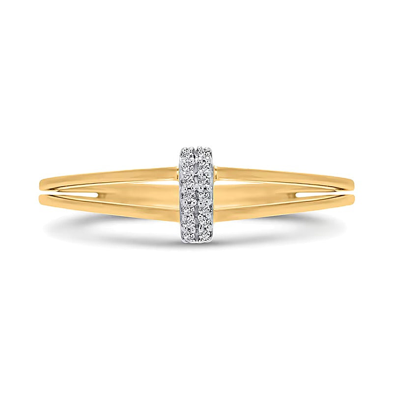 Diamond Accent Linear Bar Split Shank Ring in 10K Gold