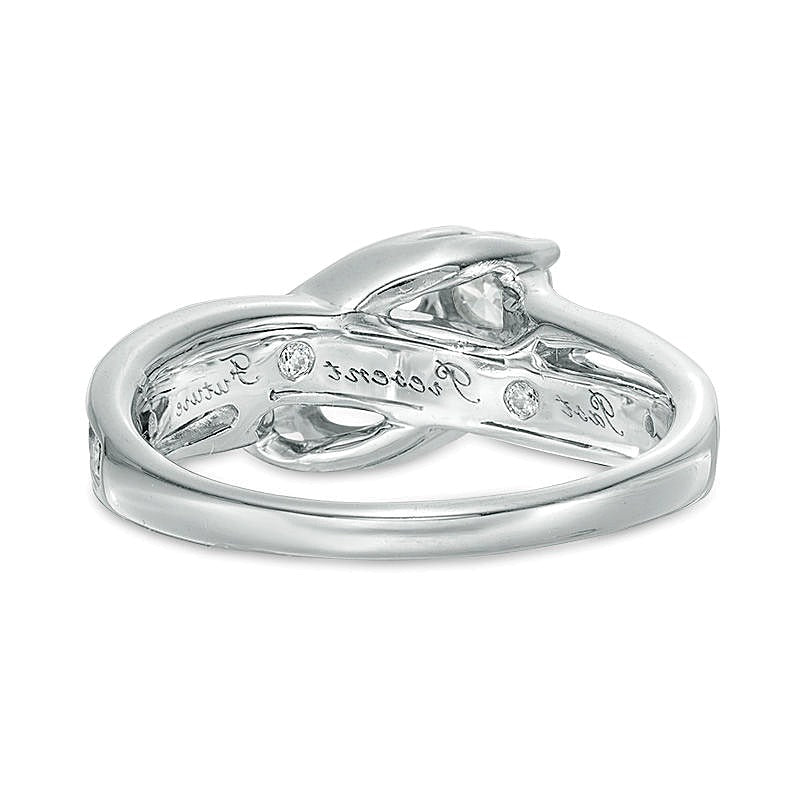 1.0 CT. TW Diamond Three Stone Slant Engagement Ring in 14K White Gold