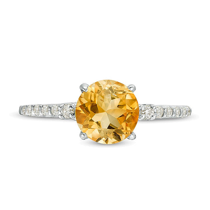 7.0mm Citrine and 0.13 CT. TW Diamond Engagement Ring in 10K Gold