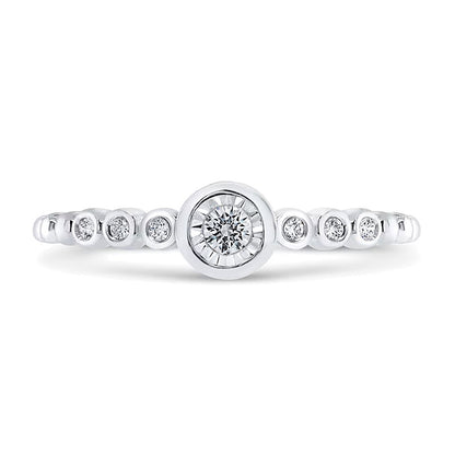 0.1 CT. TW Diamond Bezel Seven-Stone Promise Ring in 10K White Gold