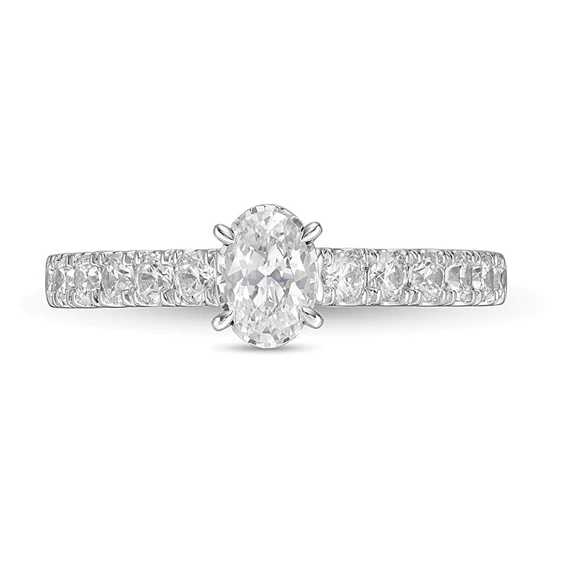 1.0 CT. TW Oval Diamond Engagement Ring in 14K White Gold (I/I2)
