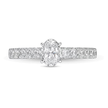 1.0 CT. TW Oval Diamond Engagement Ring in 14K White Gold (I/I2)